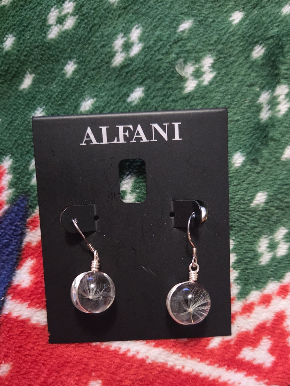 Alfani Silver Clear Dandelion Globe Drop Earrings NEW